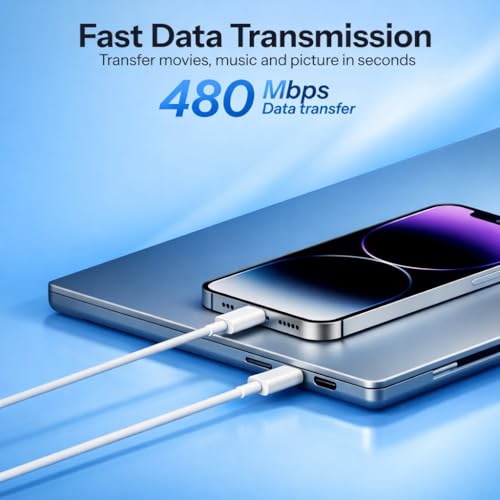Image of Apple USB To Lightnlng 3A Fast Charging Braided Lightnlng Cable Compatible For iPhone 14,13, 12,11, X, 8, 7, 6, 5, Ipad, Macbook, Imac, Airpods, 480Mbps Data Sync