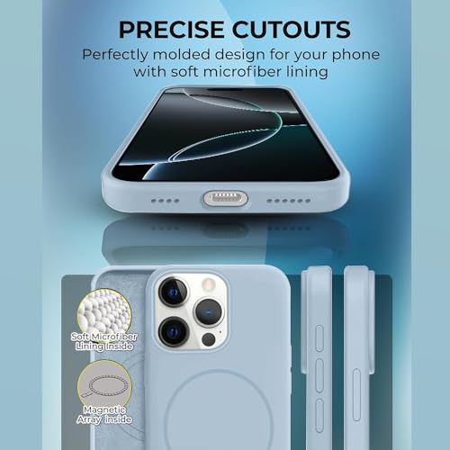 Image of iPhone 16 pro Silicone Magsafe Case | Shock Proof Design & Camera Protection | Premium Rubberised Apple iPhone 16 pro Cover (Microfiber Lining) | Magnetic Liquid Silicone - Sky Blue