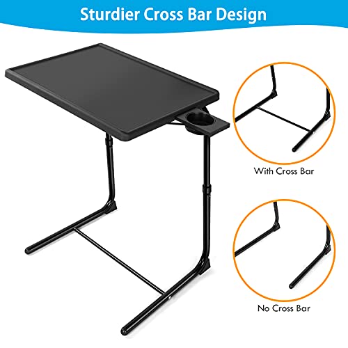 Loryergo Tv Tray - Tv Table, Adjustable Tray For Eating, Folding Table Trays, W/6 Height & 3 Tilt Angle, W/Cup Holder, Dinner Tray For Eating On Couch, Laptop Tray For Bed & Couch #TOP3