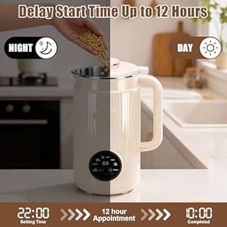 HISUEKIG Macchina per Latte di Soia 1200 ml, 8 in 1 Produttore di Latte di Noci con 12 Lame, Controllo della Temperatura, Autopulizia a Mantenimento in Caldo, per Avena Mandorle (Beige)