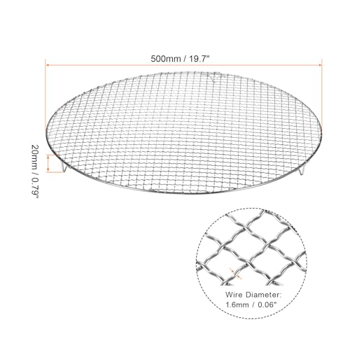 HARFINGTON Round Cooking Rack 19.7-inch Stainless Steel Cross Wire Barbecue Grill Net with 20mm Legs for Cooking Baking Steaming BBQ