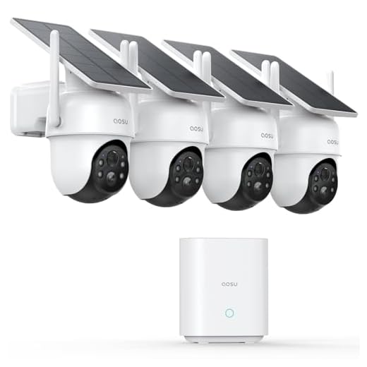 AOSU Security Cameras Outdoor Wireless, 4 Cam-Kit, No Subscription, Solar-Powered, Home Security Cameras System with 360° Pan & Tilt, Auto Tracking, 2K Color Night Vision, Easy Setup, 5G & 2.4G WiFi