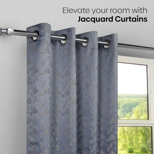 Image of haus & kinder Jacquard Window Curtain 5 Feet Long Pack of 1 Window Curtain, 5 Feet Curtains for Window (Spring Trellis, Mint 130x152 CM)