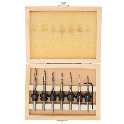 Jeu de 7 Fraises à Lamelles, Outils de Perçage pour Bois, Fraise à Lamelle en Acier à Haut Carbone avec Clé Hexagonale, pour Bois, Fibre, Contreplaqué, Plastique,...