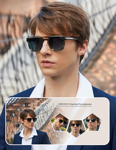 BIRCEN Polarized Sunglasses for Men UV-Protection: Acetate Trendy Retro Fashion Mens Shades for Driving Fishing Golf BC20062