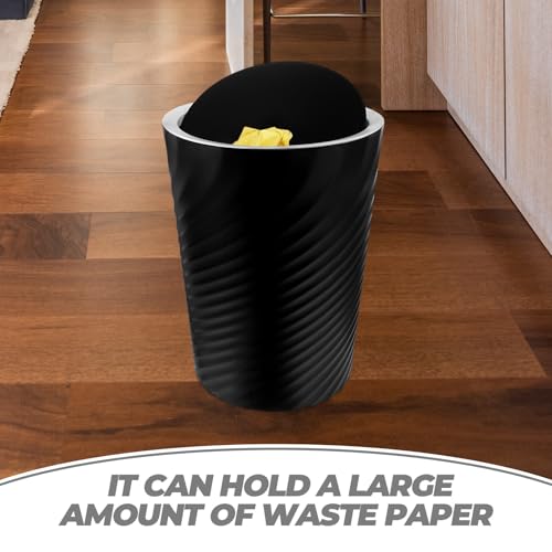 Poubelle de salle de bain 10L noire compacte avec couvercle Veemoon pour la maison - 5