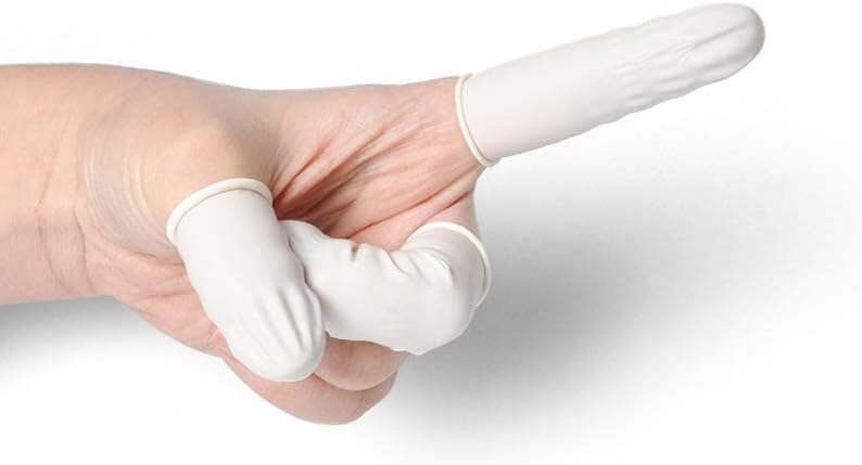 Disposable Fingertips Protector Gloves Natural Rubber Non-slip Anti-static Latex Finger Cots Fingertips Durable Tool 10 piece