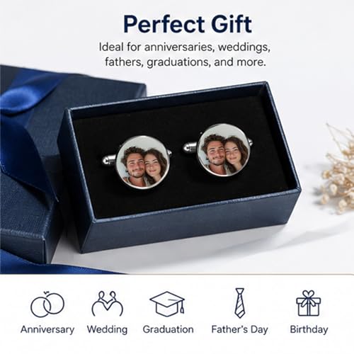 Mancuernillas Personalizadas para Hombre, Regalo de Boda miniatura 2