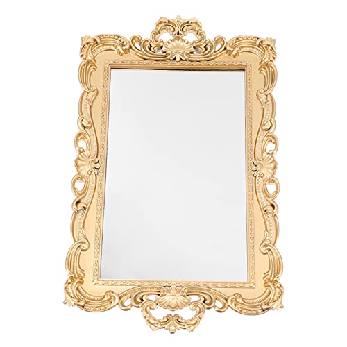 Hemoton Gold Coffee Perfume Tray, Oval Shaped, Decorative Mirror for Perfume Organizer, Jewelry Display, Vanity Tray, Serving Tray