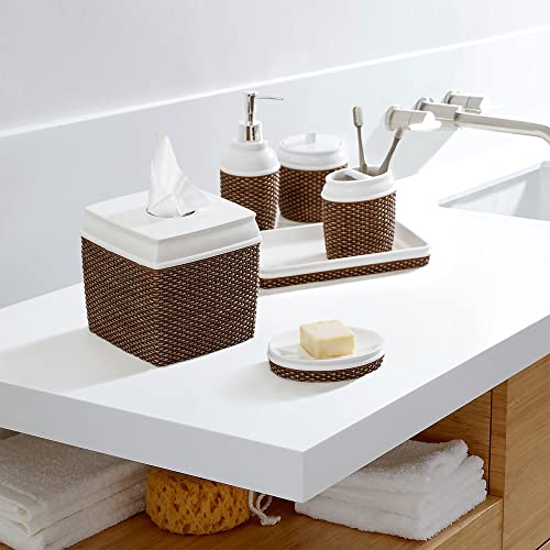 Motifeur Bathroom Accessories - Resin Tissue Holder, Decorative Square Tissue Cover Box (Brown And White) #TOP3