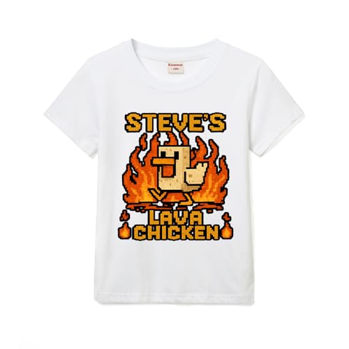 Lava Chicken Girls Boys T-Shirts Kids Cotton Tee for 3-13 Years (White,11 Years)
