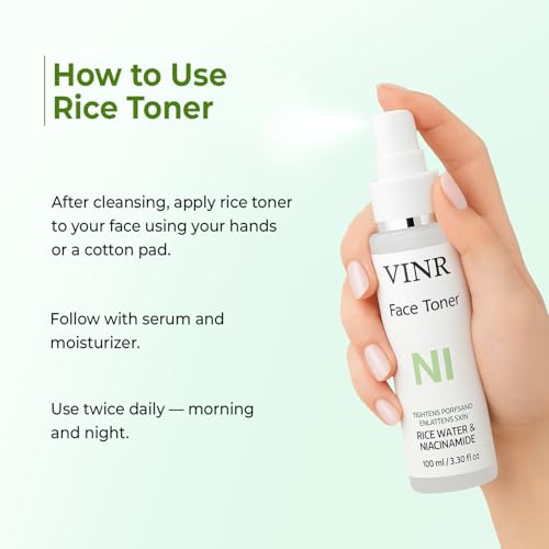 Image of VINR 10% Niacinamide & 1% Hylauronic Acid Rice Water Face Toner Pore Tightening & Glowing Skin Oil Control | Hydrating Facial Toner for Acne-Prone, Sensitive & All Skin Types | Women & Men -300ml (Pack of 3 )
