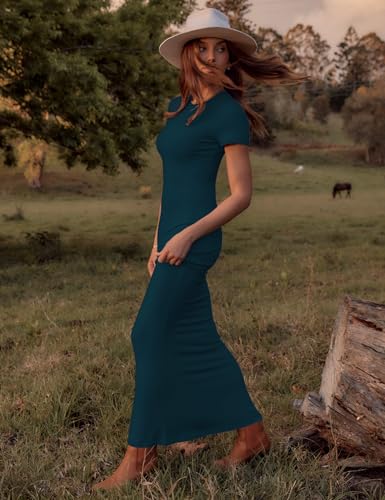 Image of LOMON Women Fishtail Hem Ribbed Maxi Dresses Summer Casual Stylish Y2k Sexy Fitted Lady Elegant Cotton Soft Lounge Dress