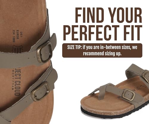 Image of Project Cloud 100% Genuine Leather Womens Sandals -Lightweight Womens Slides Memory Foam Insole & Cork Footbed Sandals Women - Non-Slip Beach Essentials Summer Sandals for Women 2026 (Lian)