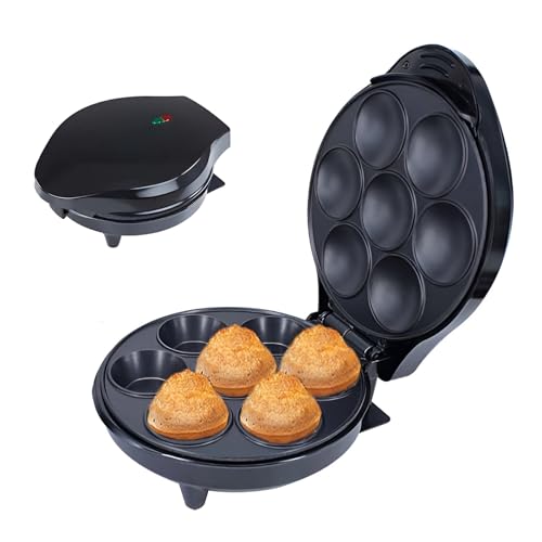 Máquina eléctrica para hacer magdalenas, máquina portátil para hacer gofres con calefacción de doble cara, máquina para hacer Takoyaki eléctrica con superficie antiadherente y luz indicadora