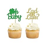 24 Pcs St. Patrick's Day Cupcake Toppers Oh Baby Gender Reveal Party Dessert Decoration Inserts MGPF