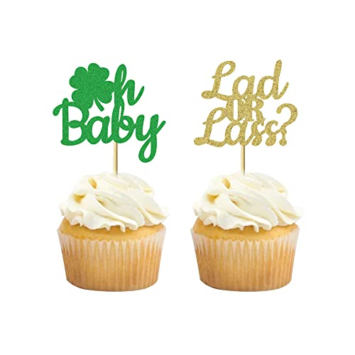 24 Pcs St. Patrick's Day Cupcake Toppers Oh Baby Gender Reveal Party Dessert Decoration Inserts Mgpferd #TOP19