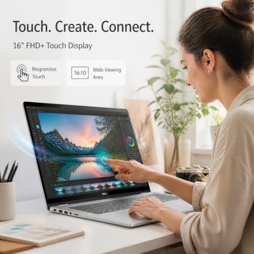 Image of Dell 16 DC16251 Touchscreen Laptop, Intel 10-Core Core 7 150U (Up to 5.4 GHz), 16 inch FHD+ IPS 300 Nits Display, 64 GB DDR5 RAM, 2 TB SSD, Copilot AI, Fingerprint, Backlit KB, Wi-Fi 6E, Windows 11 Pro