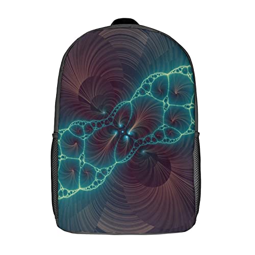Sac à dos imprimé Fractal de 17 pouces pour adulte et enfant de style unisexe