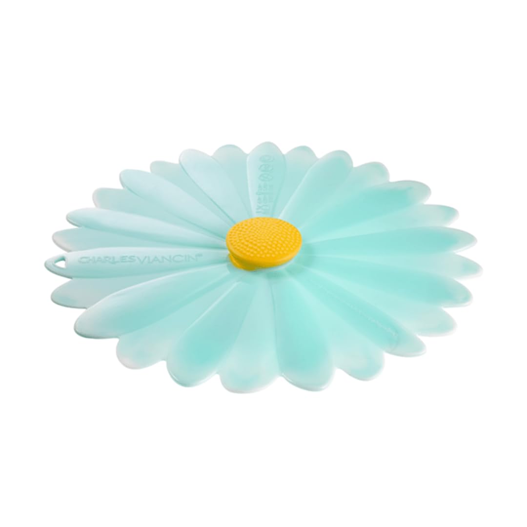 Charles Viancin - Daisy Silicone Lid for Food Storage and Cooking - 11''/28cm - Airtight Seal on Any Smooth Rim Surface - BPA-Free - Oven, Microwave, Freezer, Stovetop and Dishwasher Safe - Aqua