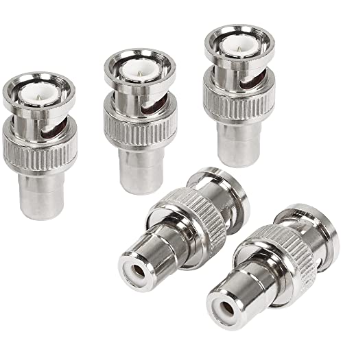 GELRHONR BNC auf Cinch-Adapter, BNC-Stecker auf Cinch-Buchse, Koaxial-Stecker für CCTV, Video, Video, Video, TV, 5 Stück, silber GELRHONR BNC auf Cinch-Adapter, BNC-Stecker auf Cinch-Buchse, Koaxial-Stecker für CCTV, Video, Video, Video, TV, 5 Stück, silber