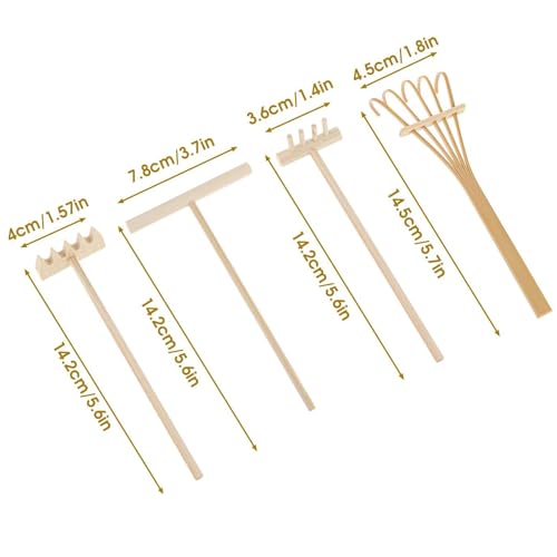 Kit 4 mini rastrillos Zen para jardín de arena miniatura 2