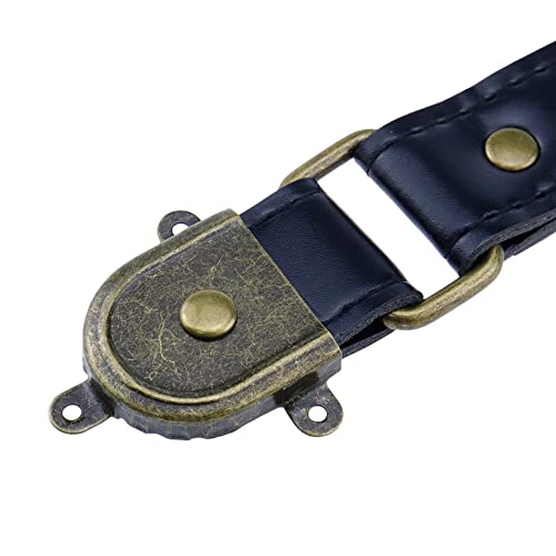 Coshar Pack Of 4 Retro 8.2" Leather Strap Handle, Leather Surface Luggage Box Suitcase Cabinet Parts Pull Handle Replacement, Black #TOP5