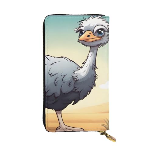 Cute Ostrich Prints Leather Long Clutch Wallet for Fashionable Girls and Women - Durable, Stylish, and Functional, Black, One Size