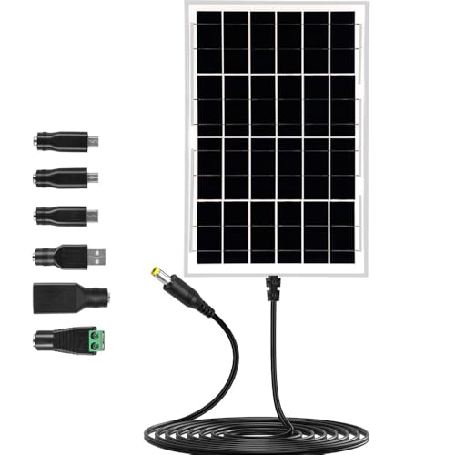 12V Solar Panel with 6 Optional Adapter Plugs,10W Solar Panel Battery Charger Portable for Vehicle...