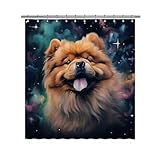 Ganshan Bi Lovely Chow Chow Dog Shower Curtain Colorful Painting Dog Puppy Pet Animal Print Bath Curtains for Bathroom Home Decoration with 12 Hooks 72x72 Inch Black Style 7
