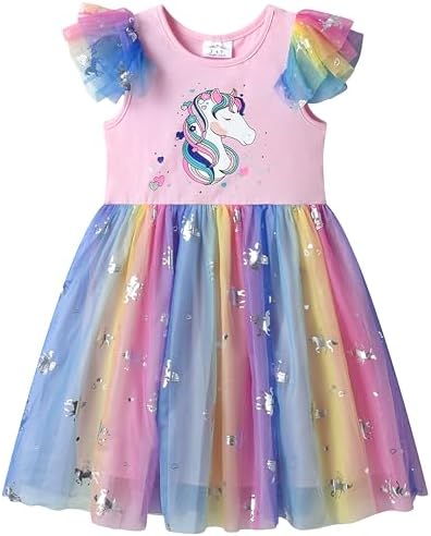 VIKITA Girls Dresses Summer Party Pink Tutu Dress for 2-12 Years ...