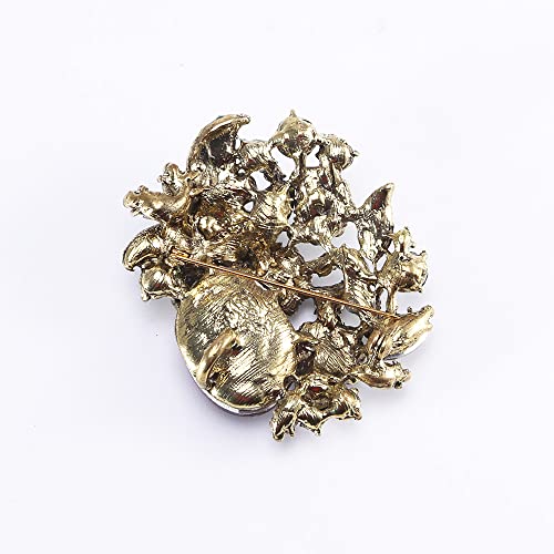 XGALBLA Vintage Austrian Crystal Rhinestone Elegant Party Flower Leaf Vine Brooch Pin3