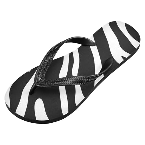 Black White Zebra Print Men's & Women's Classical Beach Rubber Sandal Flip Flop Comfortable Slipper 214A4474