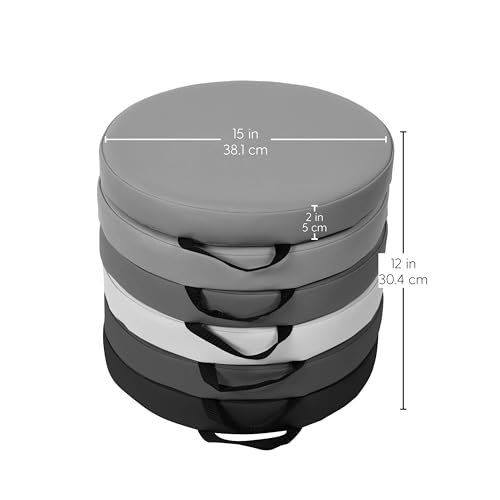 Image of Factory Direct Partners SoftScape 15 inch Round Classroom Floor Cushions with Handles; Flex Seating for Daycare, Preschool, Playroom; 2 inch Thick Deluxe Foam (6-Piece) - Gray /Light Gray, 11232-GYLG
