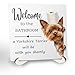 SkipTiger Yorkshire Terrier Gifts Wooden Decor Sign 5x5 Inch, Welcome to the Bathroom Yorkie Dog Signs Plaque With Wooden Stand for Bathroom Washroom Restroom Shelf Counter Decoration