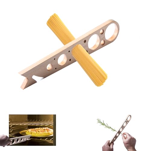 3-in-1 Multifunctional Wooden Kitchen Tool Set - Spaghetti Pasta Measurer, Herb Stripper & Oven Rack Push-Pull Tool, Small Kitchen Appliances in Natural Wood Color