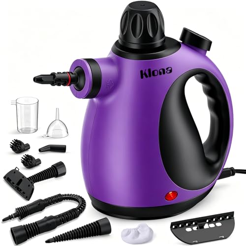 KLONA Nettoyeur vapeur à main, nettoyeur vapeur pour la maison, nettoyeur vapeur multifonction avec 10 accessoires pour tapis, rideaux, canapés, cuisine, salle de bain et plus encore