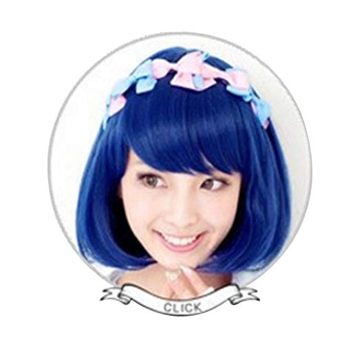 guohanfsh Perucas sintéticas retas curtas Bob Franja Anime Fantasia Cosplay Peruca Feminina Azul Saf