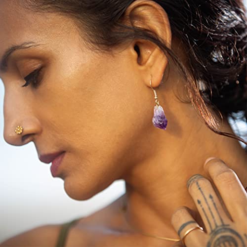 Ayana Crystals Raw Amethyst Earrings – Genuine February Birthstone Jewelry, Natural Raw Amethyst Stones for Emotional Balance, Spiritual Uplift, Handmade Purple Earrings for Women, Healing Crystal3