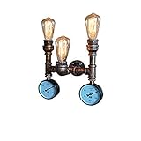 lampe de chevet industrielle leroy merlin Dimension : 20 x 25 x 18 cm . Rétro Applique Murale en Tuyau d\'Eau Industriel E27 avec 3 Socle de Lumière pour Hôtel Balcon Couloir Bar