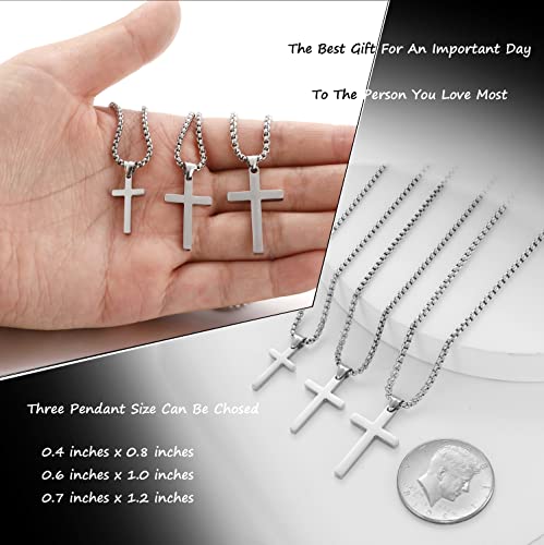 Stainless Steel Cross Necklace for Men Silver Cross Necklace for boy Small Cross Pendant Necklace Simple Jewelry Cross Chain Gifts for Men3