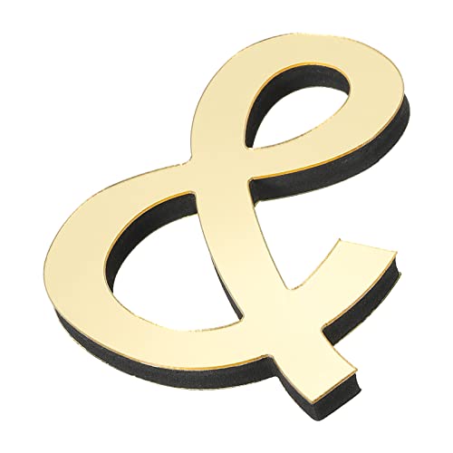 PATIKIL 3D Acrylic Alphabet Mirror Wall Stickers Symbol & Self-Adhesive Home Decor Letter Sign Art Sticker Decal for DIY Home Decoration Light Gold