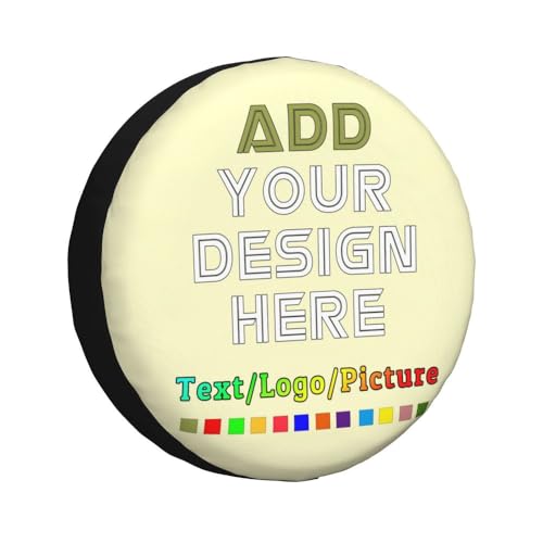 Image of Custom Spare Tire Cover 14-17 Inch, Personalized Universal Wheel Cover Add Your Own Photo Text Logo Waterproof Dust-Proof Tire Covers Protectors for Trailer Truck SUV Universal, LemonChiffon