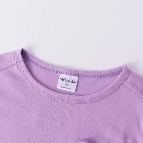 Image of Noomelfish Girls Short Sleeve Heart Pocket T-Shirts Casual Cotton Tee Tops Blouse (5-12 Years)