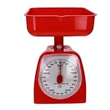 【Mechanical scale】-This mechanical scale doesn't need any batteries to work. Just set your groceries atop it, and it will measure them for you. To re-calibrate it, just adjust the knob beneath the basket to zero. 【Large dial display】-The large face o...