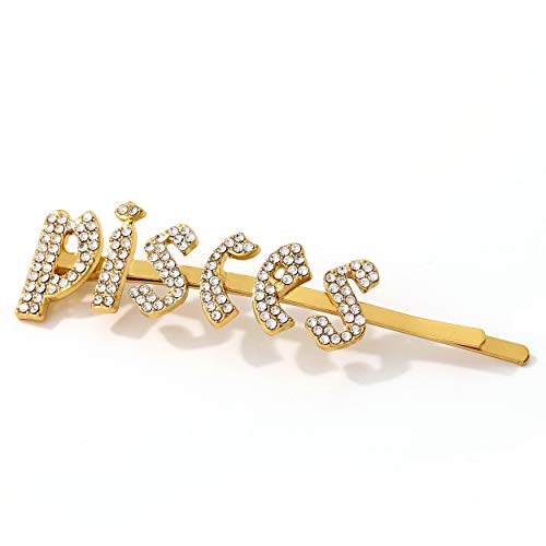 Zodiac Hair Pins Rhinestones Paved Constellation Letter Hair Clips Bobby Pins Wedding Crystal Bling Bridal Styling Barrette (so extra)