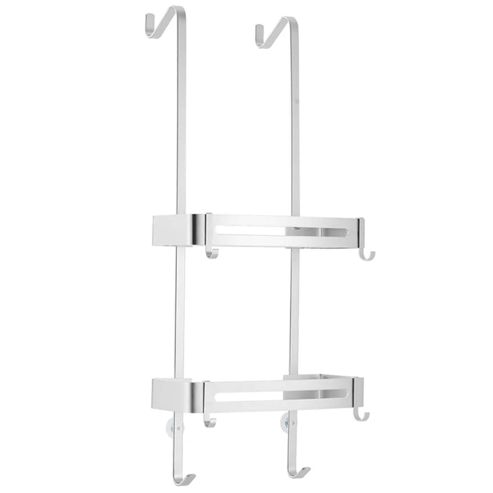 DHYUACN Shower Caddy Hanging Bath Shelves Bathroom Shelf Organizer Nail-free Shampoo Holder Storage Rack Basket(Silver Double layer)
