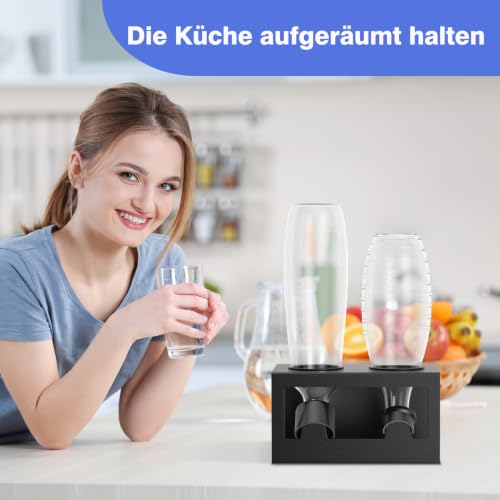 HOMMAND Flaschenhalter für SodaStream Crystal und Emil Flaschen, Edelstahl Flaschenhalter Abtropfgestell Abtropfständer für 2 Flaschen… – Ansicht 6