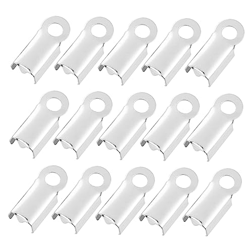 STOBOK Ribbons for Crafts 500pcs Silver Cord Ends Leather Crimp Clamp Bracelet Crimp for DIY