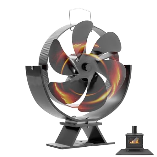 SPORTARC Ventilatore per caminetto ad angolo regolabile, con angolo regolabile, multi-angolo, 6 foglie, da 90 °C a 350 °C